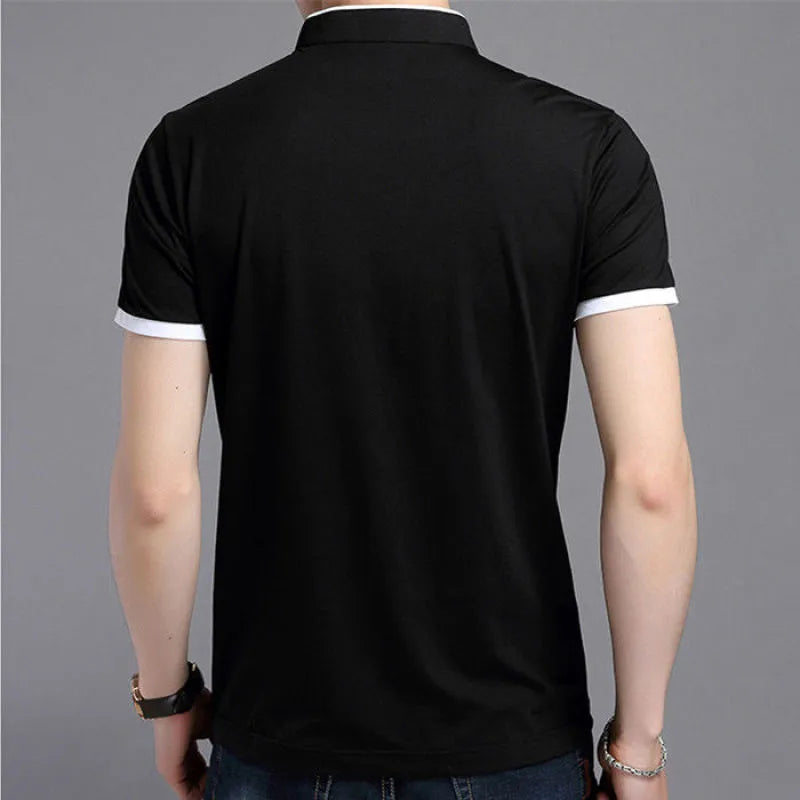 Men's Casual Short Sleeve T Shirts Half Buttons Stand Collar Comfy Pullovers Solid Soft Tops Summer Korea Tide Slim Thin Tees